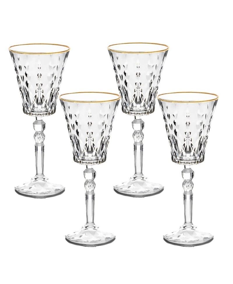 Lorren Home Trends Marilyn Gold-Tone White Wine Goblets, Set of 4