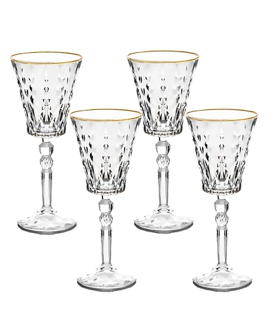 Lorren Home Trends Marilyn Gold-Tone White Wine Goblets, Set of 4