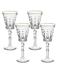 Lorren Home Trends Marilyn Gold-Tone White Wine Goblets, Set of 4