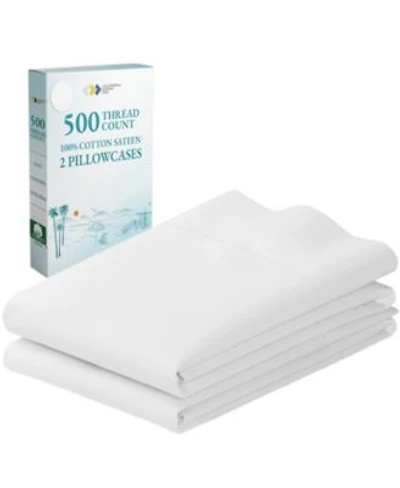 Finest 500 Thread Count 100 Cotton Sateen Pillowcases Lightweight Cooling Year Round Comfort