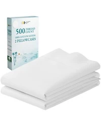 Finest 500 Thread Count 100 Cotton Sateen Pillowcases Lightweight Cooling Year Round Comfort