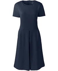 Lands' End Women's School Uniform Short Sleeve Ponte Dress Top of Knee