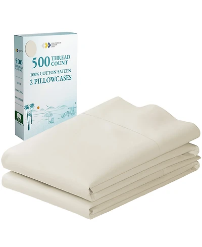 King 100% Cotton 500 Thread Count Pillow Cases, Size, Soft and Silky, Cool Smooth by California Design Den