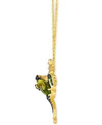 Le Vian Multi-Gemstone (2-1/5 ct. t.w.) & Nude Diamond (1/20 ct. t.w.) Frog Adjustable 19" Necklace in 14k Gold