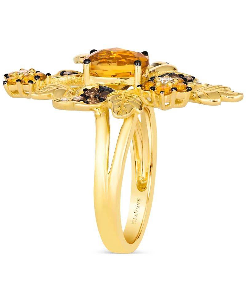 Le Vian Cinnamon Citrine (1-3/8 ct. t.w.) & Diamond (3/8 ct. t.w.) Leaf Cluster & Bee Statement Ring in 14k Gold