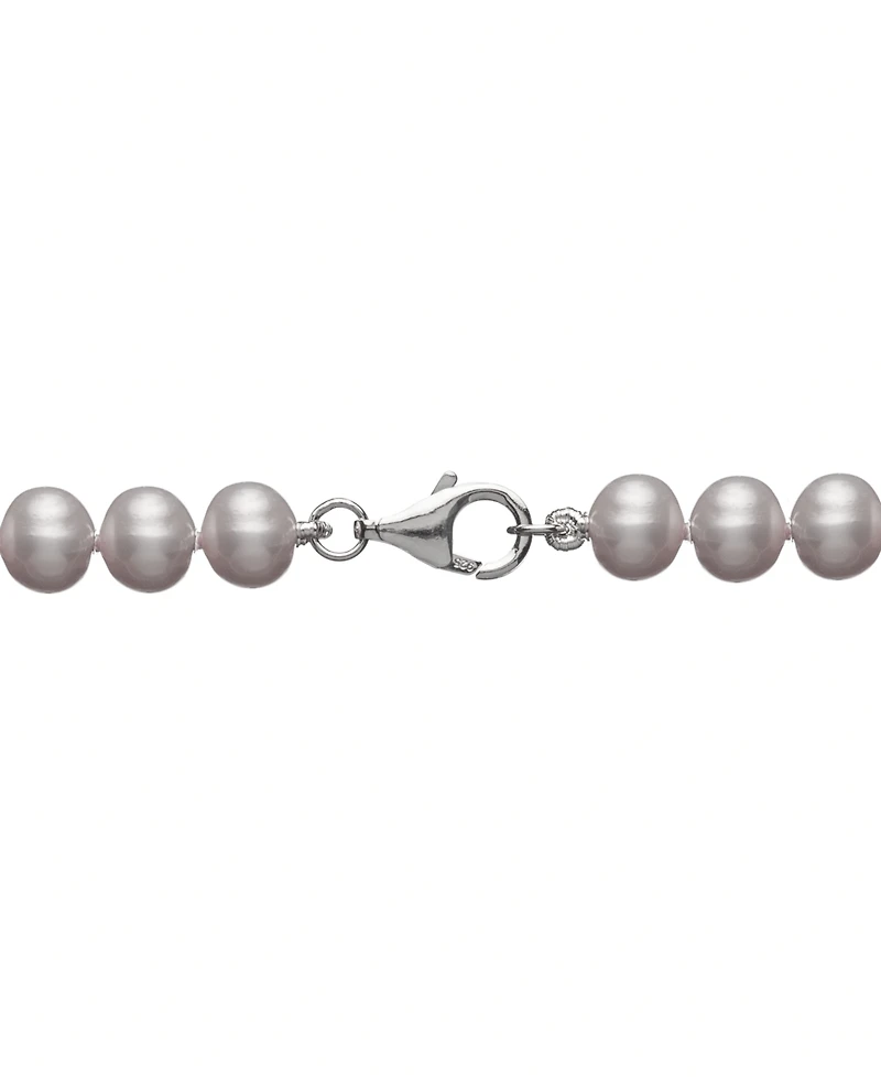 Cultured Freshwater Pearl Necklace (7-7 1/2mm) and Drop Earrings (7x9mm) Set Sterling Silver