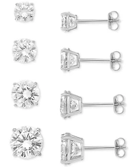 Giani Bernini 4-Pc. Set Cubic Zirconia Graduated Solitaire Stud Earrings in Sterling Silver, Created for Macy's
