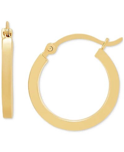 14k Gold Earrings, Polished Square Hoops (17mm)