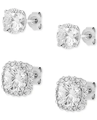 Giani Bernini 2-Pc. Set Cubic Zirconia Halo & Stud Earrings in Sterling Silver, Created for Macy's