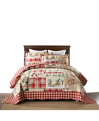 MarCielo 3 Piece Christmas Quilt Bedspread Set Rustic Cabin Lodge Quilt B010