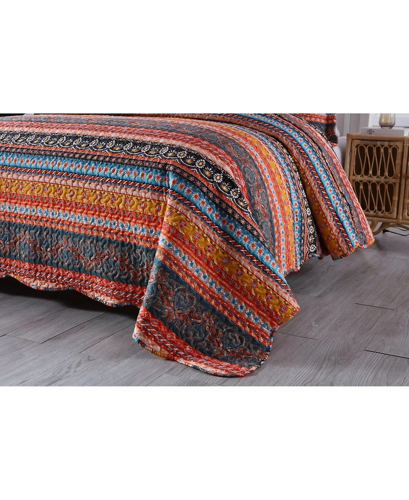 MarCielo 3 Pcs Bohemian Quilt Bedspread Set Boho By012 - King