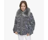 Andrew Marc Black Label Women's Charleroi Crushed Velvet Down Puffer