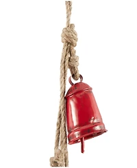 Rosemary Lane Metal Handmade Tibetan Inspired Decorative Cow Bell with Jute Hanging Rope, 4" x 3" x 29"