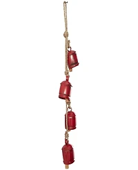 Rosemary Lane Metal Tibetan Inspired Decorative Cow Bell with Jute Hanging Rope, 4" x 3" x 29"