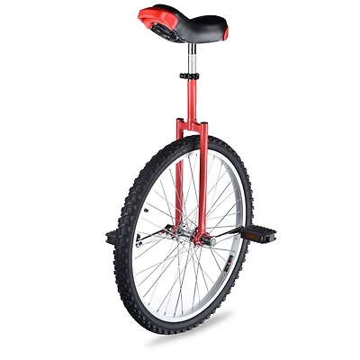 Yescom 24 In Wheel Outdoor Unicycle Adjustable Seat Anti-Skid Pedal Circus Bike for Adults Teenagers Kids, Red