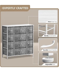Sorbus Dresser with 12 Drawers - Chest Organizer Unit Steel Frame Wood Top and handle Large for Bedroom, Hallway & etc