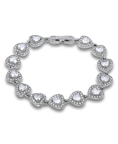 Macy's Cubic Zirconia Heart Halo Link Bracelet