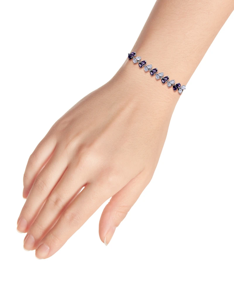 Macy's Cubic Zirconia Purple Clear Alternate Link Bracelet
