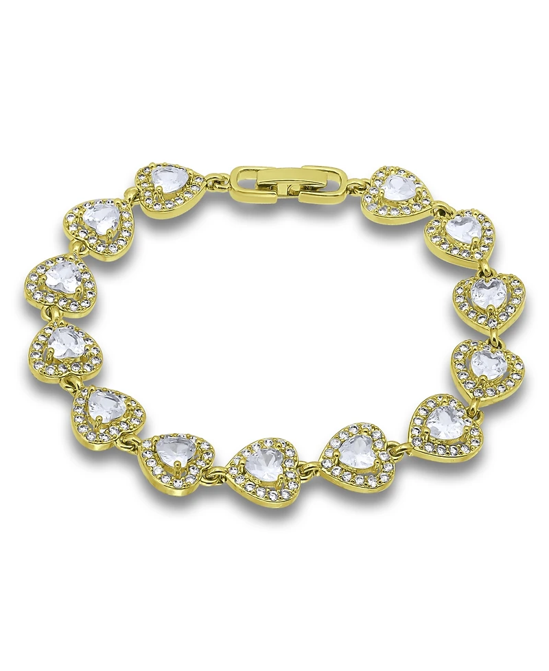 Macy's Cubic Zirconia Heart Halo Link Bracelet