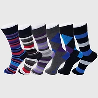 Alpine Swiss Men's Dress Socks 6 Pair Crew Sock Cotton for Men Solid Ribbed Argyle Pattern Multicolor Fun Designs