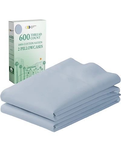 Luxuriously Soft Hotel Quality 600 Thread Count, 100% Cotton Set of 2 Cases, Crisp & Cool Pillow Fits King Pillows by California Design Den