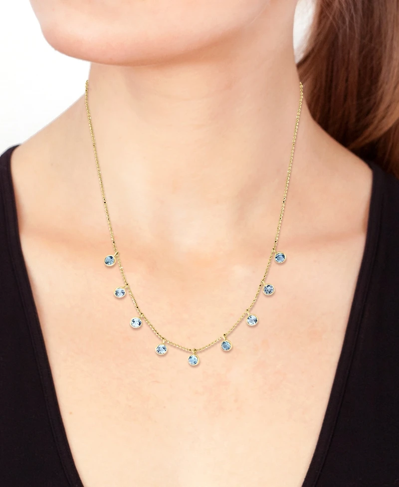 Effy Sky Blue Topaz Dangle Collar Necklace (2-5/8 ct. t.w.) in 14k Gold, 16" + 2" extender