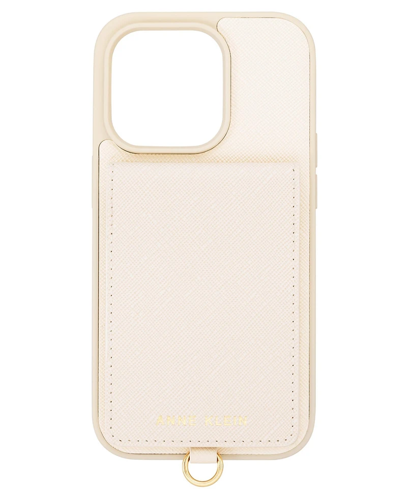 Anne Klein Women's Ivory Saffiano Leather iPhone 14 Pro Case