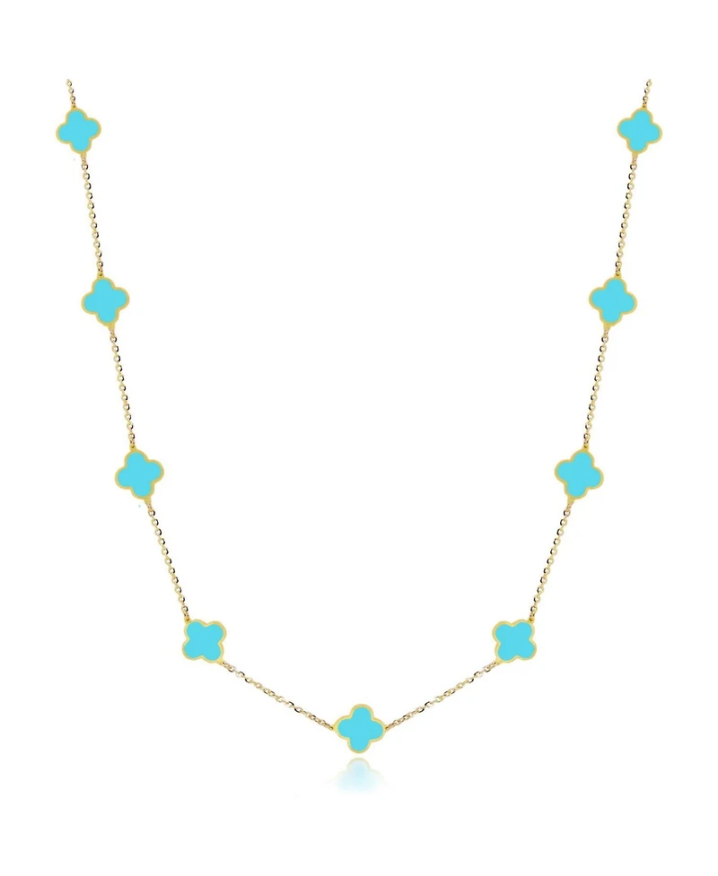 The Lovery Mini Turquoise Clover Necklace 14K Yellow Gold