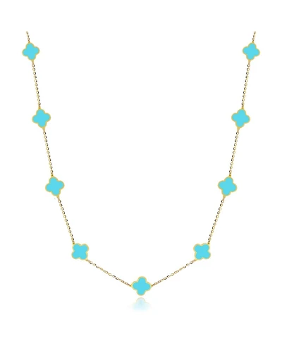 The Lovery Mini Turquoise Clover Necklace 14K Yellow Gold