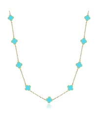 The Lovery Mini Turquoise Clover Necklace 14K Yellow Gold