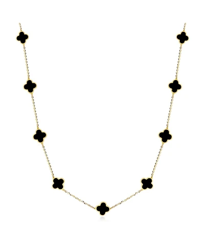 The Lovery Mini Onyx Clover Necklace 14K Yellow Gold