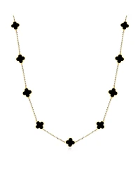 The Lovery Mini Onyx Clover Necklace 14K Yellow Gold