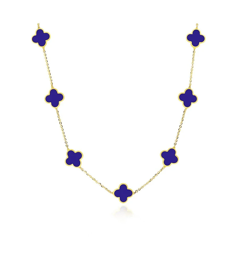 The Lovery Small Lapis Clover Necklace 14K Gold