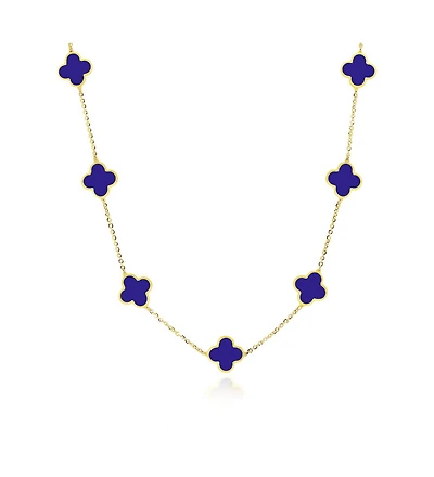 The Lovery Small Lapis Clover Necklace 14K Gold