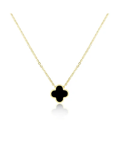 The Lovery Small Onyx Single Clover Necklace 14K Yellow Gold