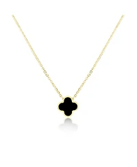 The Lovery Onyx Single Clover Necklace 14K Yellow Gold