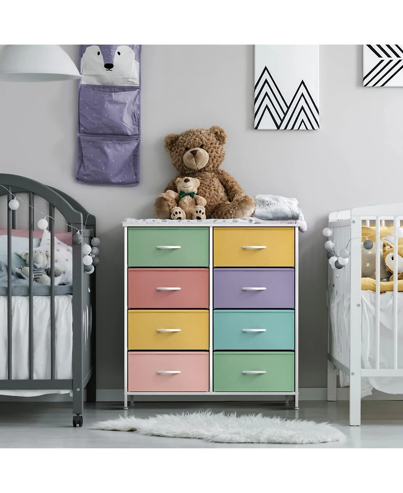 Sorbus 8 Drawers Dresser- Storage Unit with Steel Frame, Wood Top, Fabric Bins - for Bedroom, Closet, Office, and more