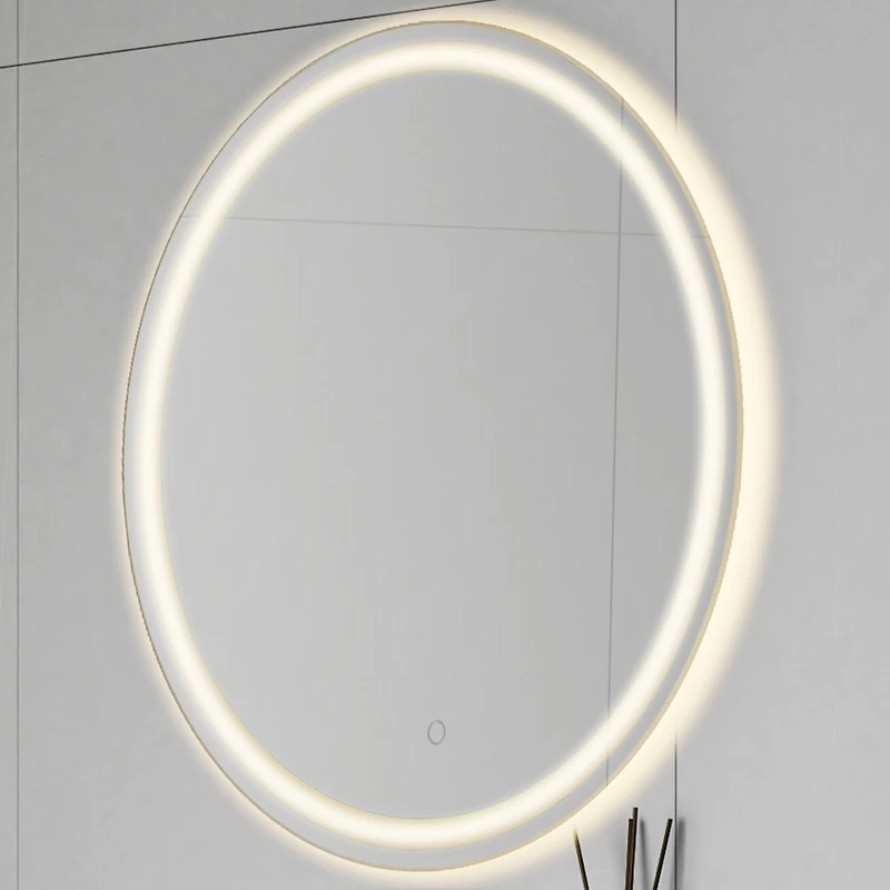 Jonathan Y Dane Round Frameless Anti-Fog Aluminum Frontback Lit Tri Color Led Bathroom Vanity Mirror with Sm