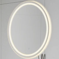 Jonathan Y Dane Round Frameless Anti-Fog Aluminum Frontback Lit Tri Color Led Bathroom Vanity Mirror with Sm