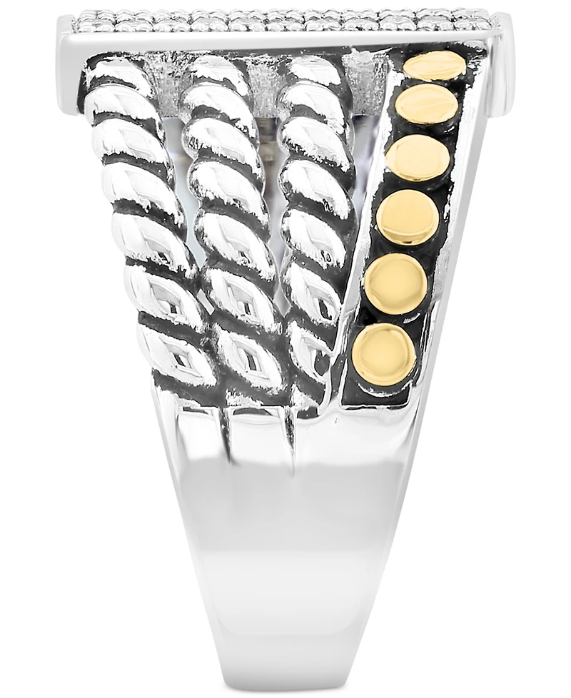 Effy Diamond Rectangular Cluster Multirow Ring (1/8 ct. t.w.) in Sterling Silver & 18k Gold-Plate