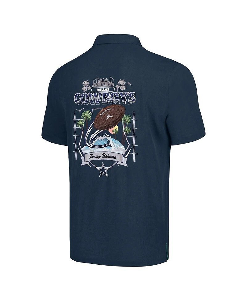 Men's Tommy Bahama Navy Dallas Cowboys Tidal Kickoff Camp Button-Up Shirt