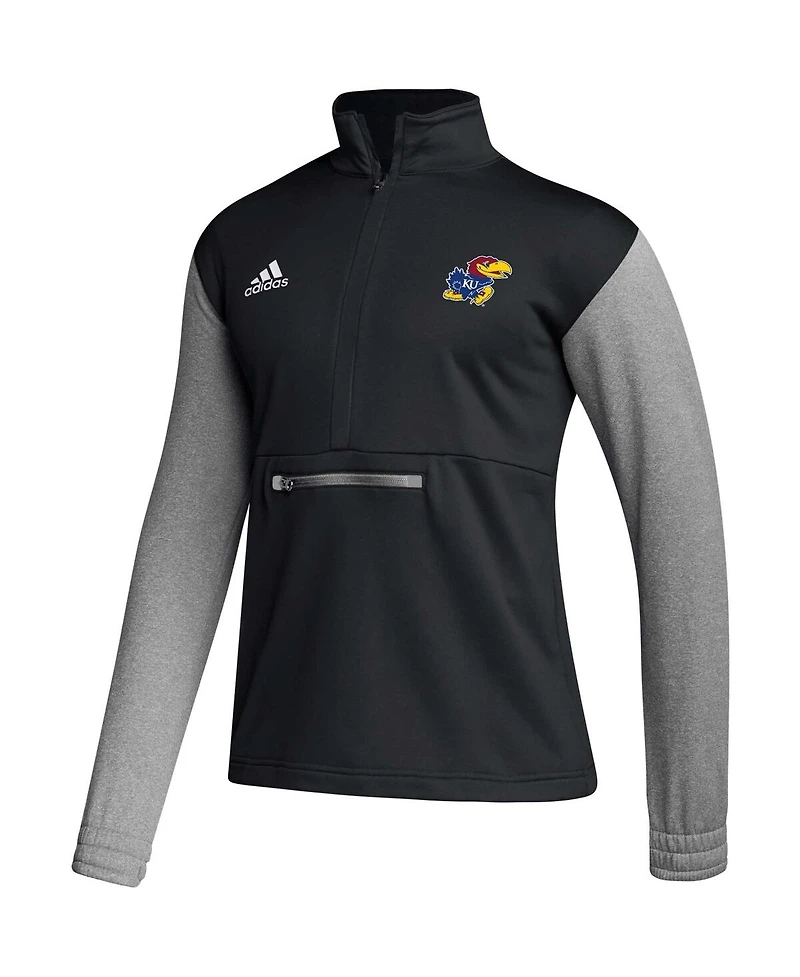 Men's adidas Black Kansas Jayhawks Sideline Aeroready Half-Zip Top