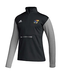Men's adidas Black Kansas Jayhawks Sideline Aeroready Half-Zip Top