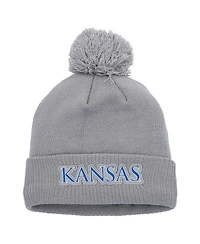 Men's adidas Gray Kansas Jayhawks 2023 Sideline Cold.rdy Cuffed Knit Hat with Pom