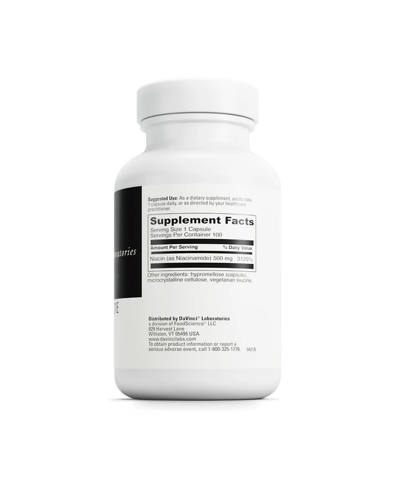 DaVinci Labs Niacinamide - Dietary Supplement with Vitamin B3 to Support Fat Metabolism, Circulation and Healthy Skin