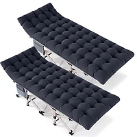 Inolait Adjustable 4-Position Folding Bed, Lounge Chair & Camping Cot with Pillow & Thicked Mattress