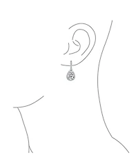 Bling Jewelry 7CT Style Halo Royal Blue Cubic Zirconia Cz Dangle Drop Teardrop Screw Back Clip On Earrings Rhodium Plated