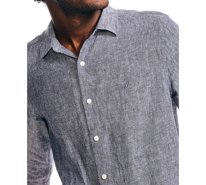 Nautica Men's Classic-Fit Long-Sleeve Button-Up Solid Linen Shirt