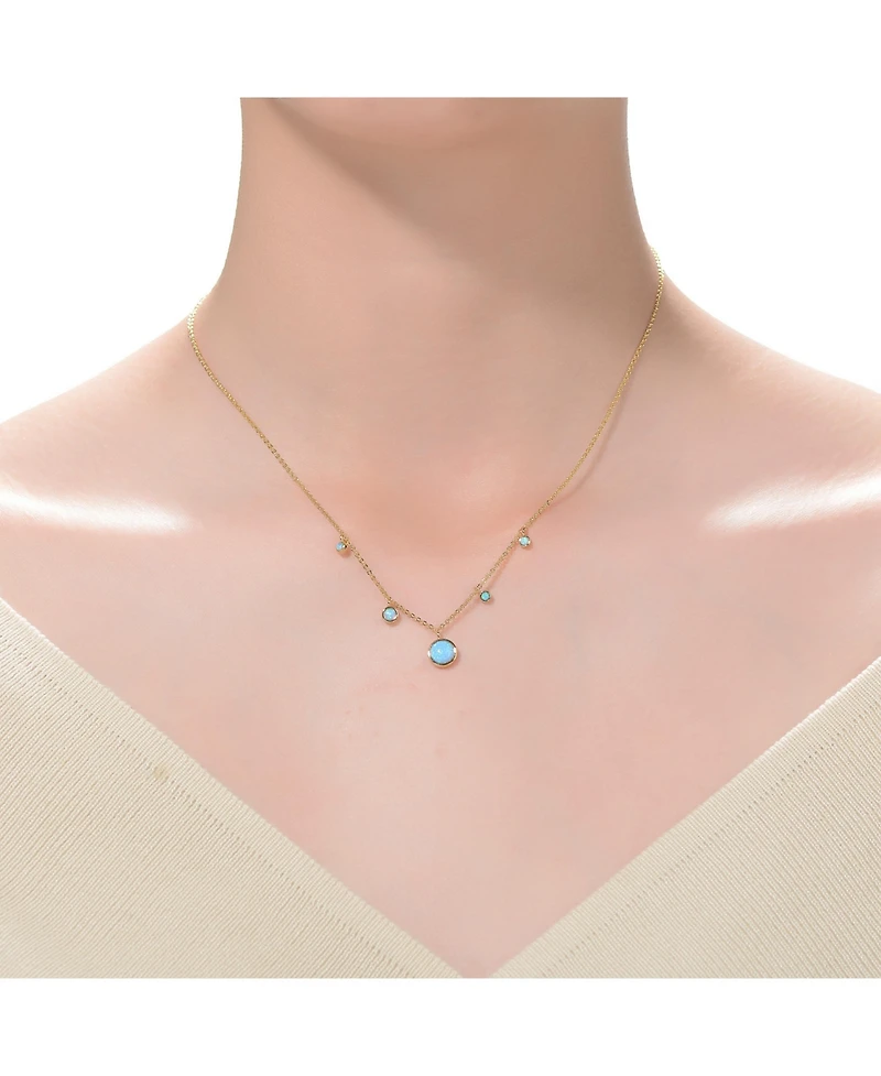 GiGiGirl Kids/Young Teens Sterling Silver 14K Gold Plated and Opal Cubic Zirconia Round Spring Ring Pendant Necklace