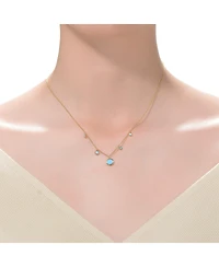 GiGiGirl Kids/Young Teens Sterling Silver 14K Gold Plated and Opal Cubic Zirconia Round Spring Ring Pendant Necklace